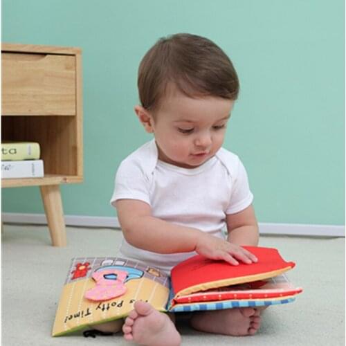 Its potty time Soft cloth Books Infant Early Development Its bath Time baby educational Unfolding Cloth Book