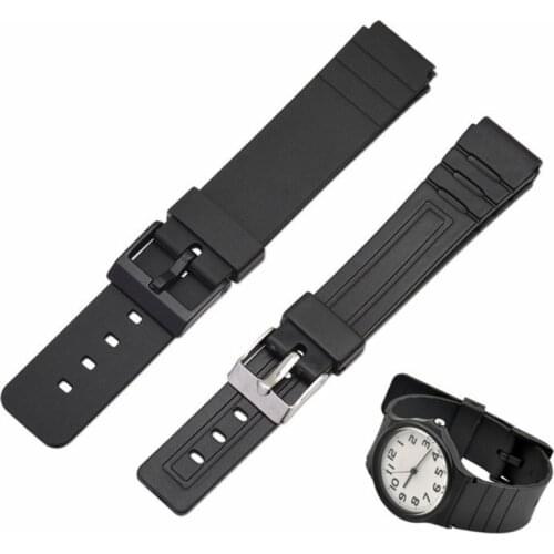 Premium Elastic Rubber Wrist Strap For Casio MQ-24 16mm Black Sport Silicone Replacement Bracelet Watch Band Watch Accessories
