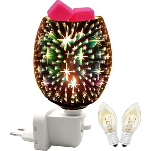 Electric Wax Burner Plug In Melt Warmer with light 2 Spare Bulbs Included Oil Burner for Scentsy Wax Melts Warmer (Star)