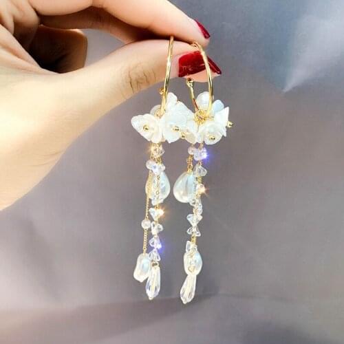 HebeDeer Kpop French Long Temperament Pearl Tassel Earrings Female Ear Jewelry for Women Korean Fashion Aretes De Mujer