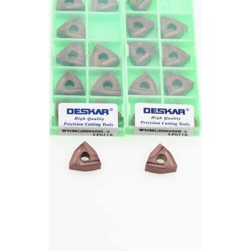 10PCS DESKAR WNMG080408L S LF6118 WNMG080408R S LF6118 CNC lathe Cutter Turning Tools Carbide Insert Hard Alloy Blades
