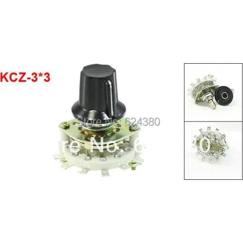 KCZ-3*3 Plastic Knob Ceramic Structure 3P3T Three Pole 3 Position Channel Band Rotary Switch Selector