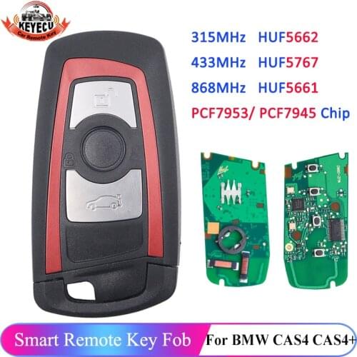 KEYECU Red Remote Key Fob 3Button 315MHz PCF7953 / PCF7945 49 Chip for BMW F Chassis FEM / BDC CAS4 CAS4