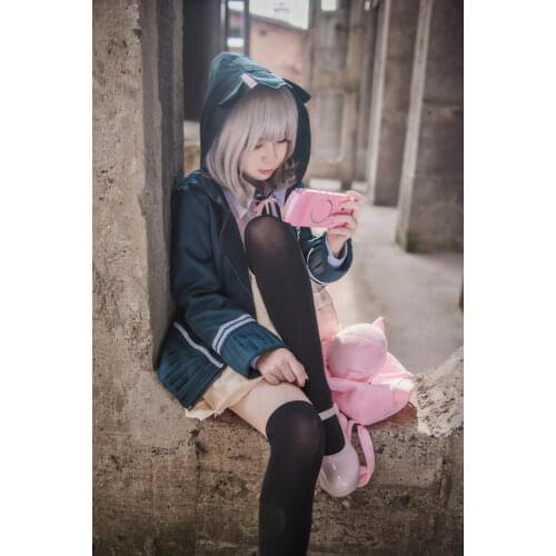 DanganRonpa Cosplay Chiaki Nanami Cosplay Costume Super Dangan Ronpa Uniforms Long-sleeved Jacket Short Skirt Loli Skirt Set