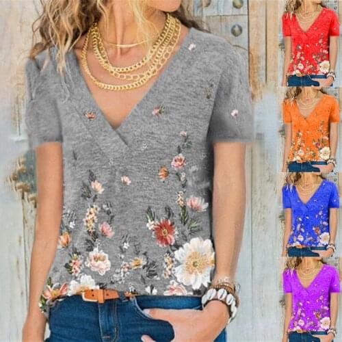 Summer T Shirt Women new 2021 ladies V collar head printing short sleeve T-shirt Female Tee Tshirts dropshipping CHD6871