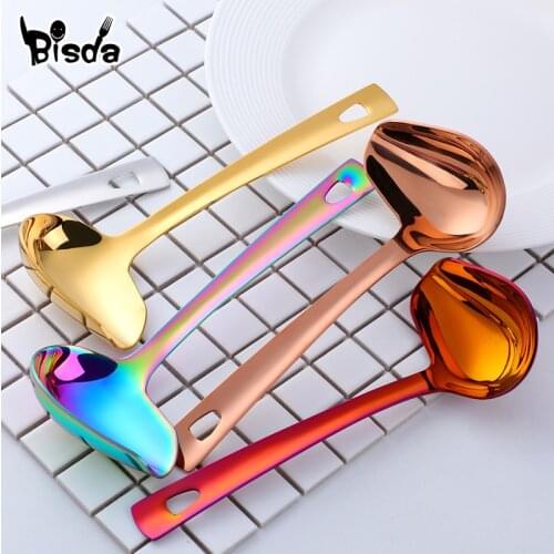 Saucier Spoons 18/10 Stainless Steel Sauce Drizzle Spoon with Spout Small Soup Ladle Serving Spoon Oil Spoon Kitchen Tool