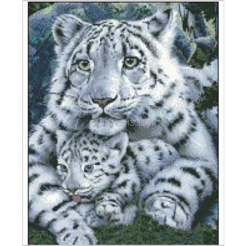 Mother And Son Tiger Animal Needlework Embroidery Cross Stitch Kit Factory Sale
