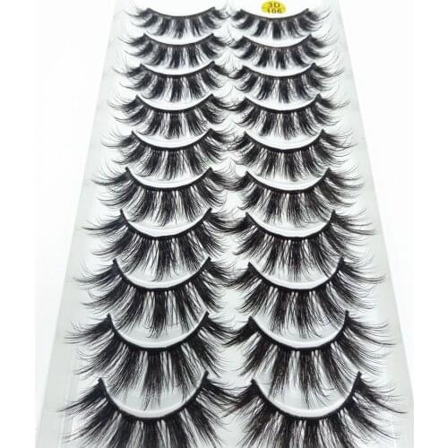 10 pairs of 3D handmade soft and charming false eyelashes naturally long to create perfect eye makeup thick cross eyelashes
