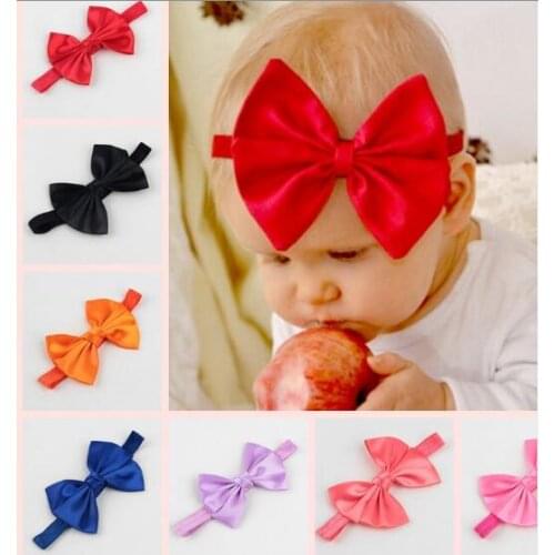Small Bow Tie Headband DIY Grosgrain Ribbon Bow Elastic Hair Bands For Infant Toddler Hair Accessories YH552