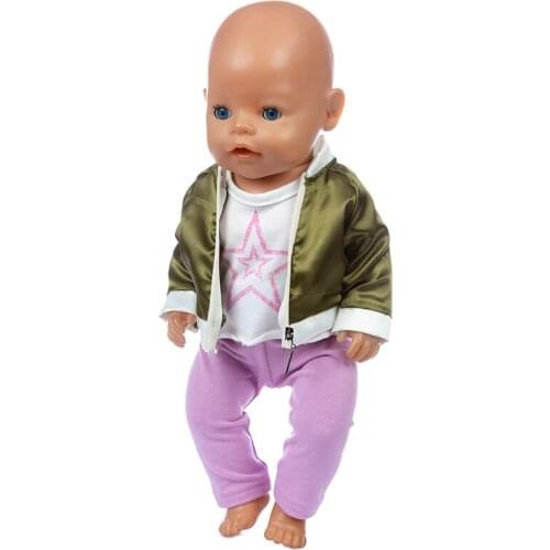 2020 New lovely Shiny leathert Suits clothes For 17 Inch Baby Dolls 43cm Clothes Doll Accessories