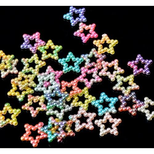 New 100p 11mm five star Mermaid ABS Imitation Pearls Rhinestones resin Half Round Flat Back Pearl beads for DIY jewelry making