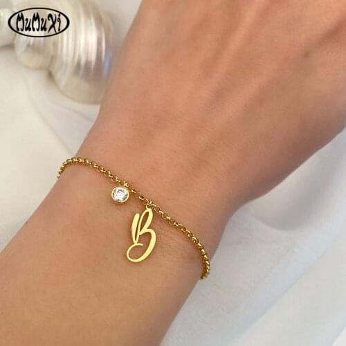 Personalized Initial Women Bracelet Birth Stone Stainless Steel Minimalist Man Bracelet Fashion Jewelry Birthday Gift New 2021