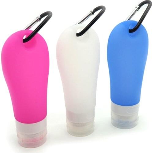 Portable Soft Silicone Travel bottles Set 90ml Silicone Cream Jar Set - Squeezable cream container (Pink+ White + Blue)