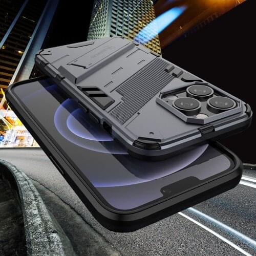 Shockproof Case for iPhone 13 Pro Max Mini Camera Lens Protection Back Kickstand Phone Stand Cover for iPhone 13 Hybrid Capas
