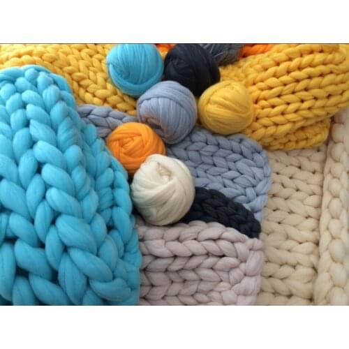 1000g 2.2Lb/ball Super Chunky Wool Yarn Bulky Roving Yarn Hand/Arm Knitting Throw Blanket Yarn Home Wall Decorative Yarn