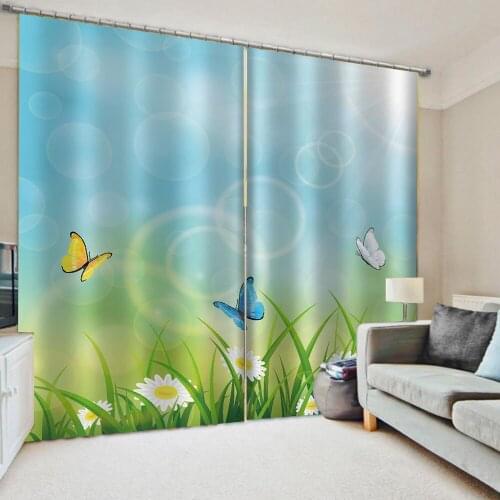 Luxury Blackout 3D Window Curtains For Living Room Bedroom green fresh landscape curtains Decoration curtains