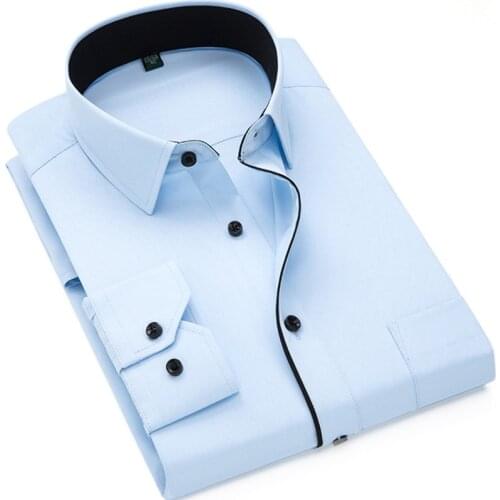 Male tops Large size 5XL 6XL 7XL 8XL Men Work Shirts striped / twill men shirt long sleeve regular White shirt