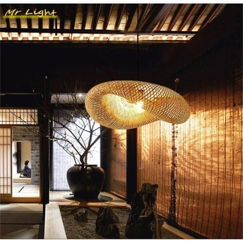 Nordic LED Pendant Lights Lighting Restaurant Hotel Bamboo Rattan Hanging Lamps Living Room Kitchen Pendant Lamp Deco Luminaries