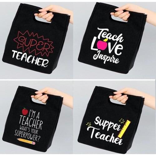 Super Teacher Print Thermal Insulated Lunch Bag Portable Cooler Bento Box Tote Canvas Cold School Food Container Pouch Best Gift