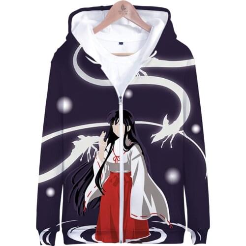 Inuyasha 3D Printed Zipper Hoodies sweatshirts Men/Women Streetwear Clothes Long Sleeve Hooded Sweatshirt boys Hip hop tops