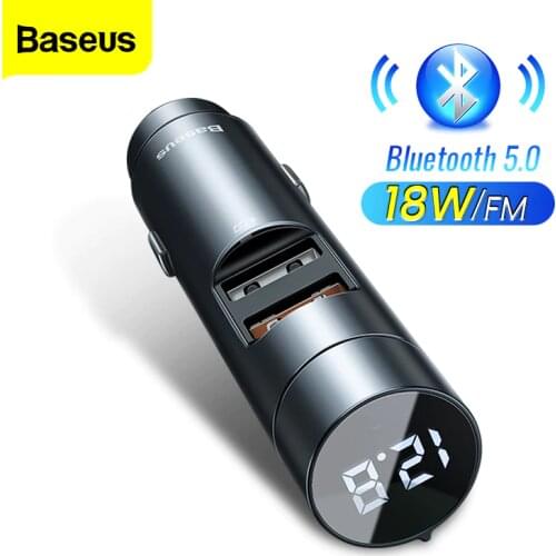 Baseus USB Car Charger 18W Fast Charging For iPhone Xiaomi FM Transmitter Modulator Bluetooth 5.0 Audio Receiver Auto MP3 Player