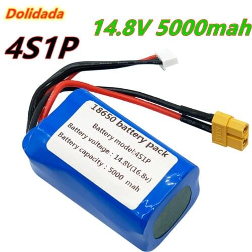 High Power 14.8V/16.8V 4S1P 5000mAh UAV Rechargeable Li-ion Battery Pack 18650 Customizable for Various Drone 5P XT60