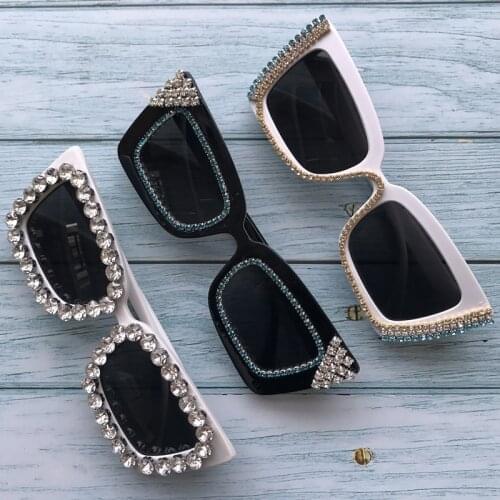 ZAOLIHU Fashion Designer Women Sunglasses Square Oversized Frame Diamond Female Eyewear UV400 Sun Glasses 3 Style Crystal Gafas