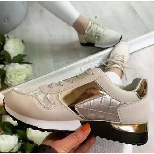 Womens Sneakers Mesh Breathable Autumn Flat Shoes 2021 Platform Lace Up Female Vulcanized Shoes Casual Ladies Shoe Plus Size 43