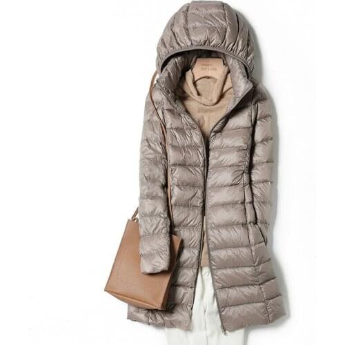 2021 Spring Winter Women Down Jackets Female Long Ultra Light Thin Casual Coat Puffer Jackets Ladies Slim Hooded Outwear Q228