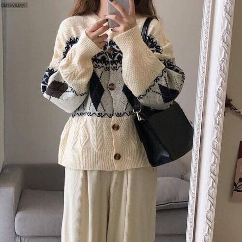 Winter Women Printing Knitter Sweater Coat Cardigan 0718