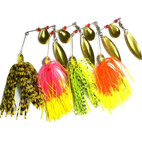 Elenxs 1pcs/4pcs Metal Bait Fishing Bait Tackles Buzzbaits Rotary Fish Beard Spinnerbaits Rotating Sequins Lures