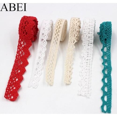 10yards/lot Knitted White Beige Colorful Cotton Lace Ribbon Embroidered 100% Cotton Trims for Garment Sewing Wrap Tapes Material