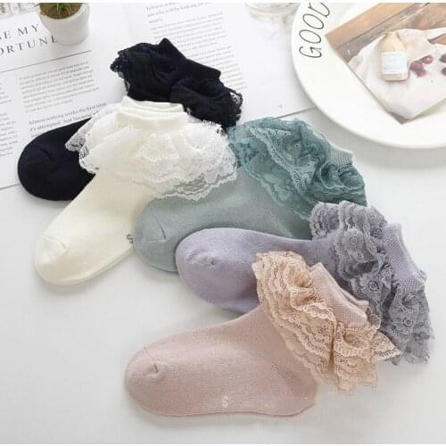 2020 New Autumn Fashion Lace Baby Girls Socks Sweet Thin Section Dance Socks Cotton Puffy Lace Socks For Childrens 0-12 Years