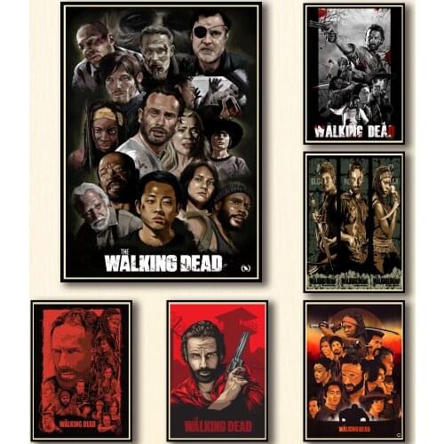 48 Designs Tv Show The Walking Dead Whitepaper Poster Home Decal Art Painting Funny Wall Sticker for Coffee House Bar