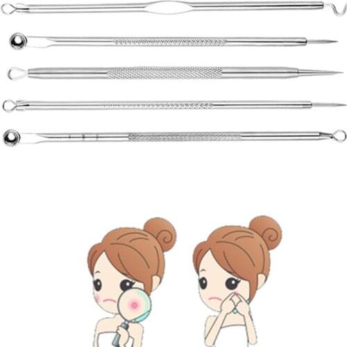 5pcs/set Acne Blackhead Remover Black Spots Pore Cleaner Needles Tools for Face Comedone Acne Pimple Blemish Extractor Remover