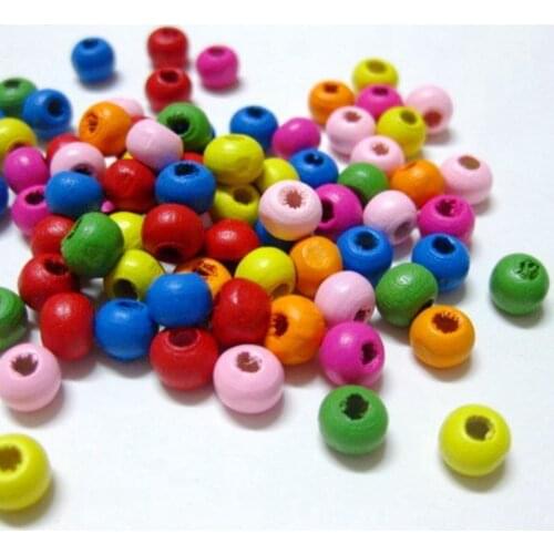 500 Mixed Bright Candy Color 6mm Round Wood Beads~Wooden Spacers