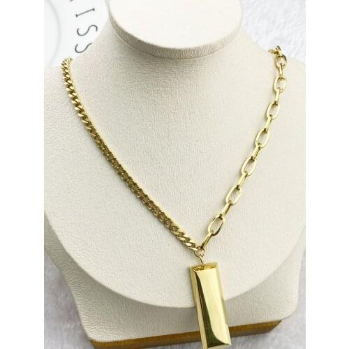 AB Chain Fashion New Goddess Luxury Women Necklace Gold Color Luxe Jewelry Stainless Steel Girl