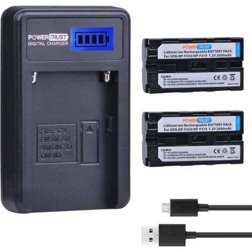 2Pcs NP-F550 NP F550 NP-F570 Camera Battery+LCD USB Charger For Sony NP-F330 NP-F530 NP-F570 NP-F730 NP-F750 CCD-TRV81 CCD-RV100