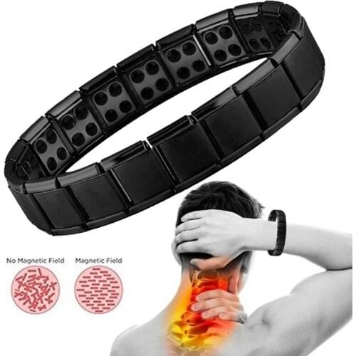 New Stainless Steel Health Care Energy Jewelry Snoring Bracelet Black Germanium Magnetic Chain Link Bracelet for Women Men