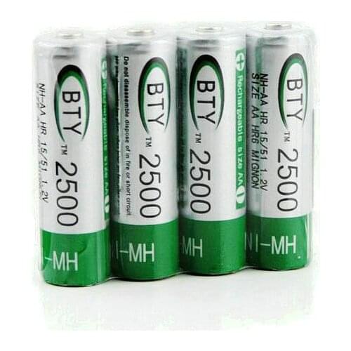 BTY 4*AA 1.2V 2500mAh AA Rechargeable Ni-MH Battery