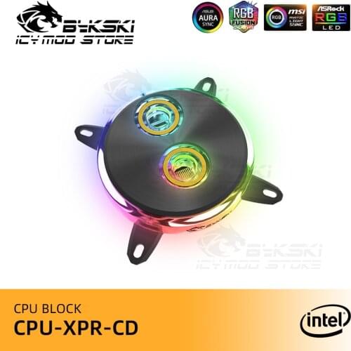 Bykski CPU Water Block Metal CD Design Circle For INTEL I7 LGA 1366/115X/2011/2066 CPU Cooler RGB 5V Heatsink Copper CPU-XPR-CD