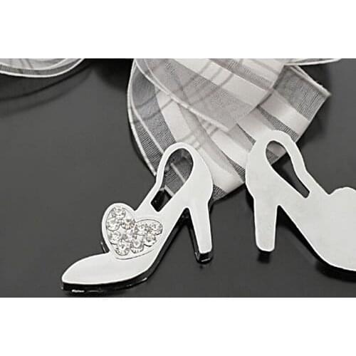 E278)6 pieces 38x27mm Stainless Steel Color Zinc Alloy + Rhinestone High-Heeled Shoes Charms Pendants Diy Jewelry Accessories