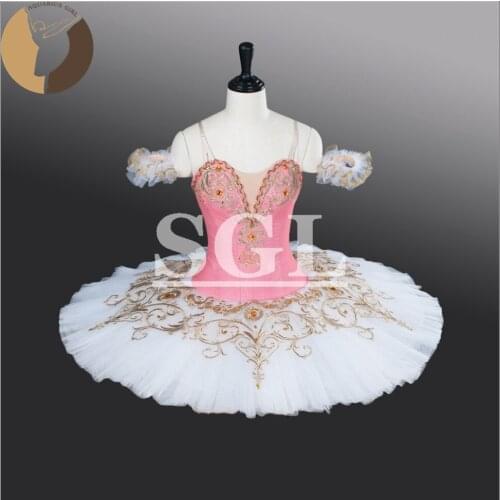 Fltoture Child Pink Ballet Tutu Adult Professional Ballet Tutus For Ballet Competiton & Test Girls Sleep Beauty Costumes AT1269