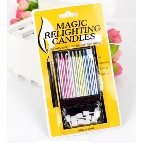 Hot Sell 10PCS/set Magic Trick Relighting Candles Magical Prop Brthday Cake Candle Party Novelty Joke Kids