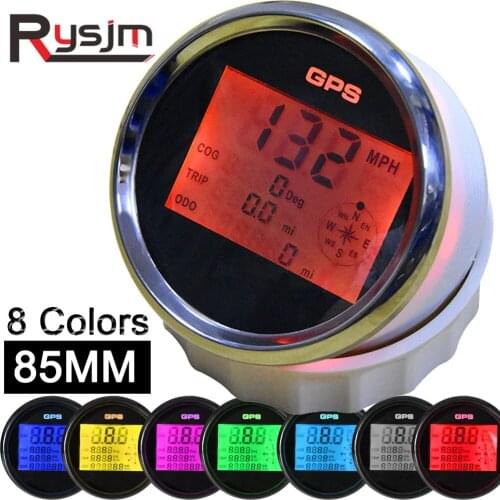NEW 85mm Marine Digital GPS Speedometer Odometer Gauge COG Waterproof Car Truck Boat Waterproof Speed meter 8 Color Backlight