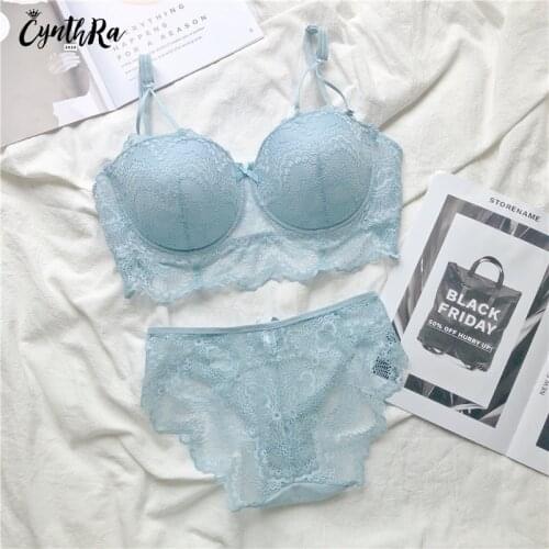 Underwear Suit Women Plus Size Lady Gathered Push Up Sexy Lace Lingerie Sets Adjustment Breathable Bra And Panty For Women