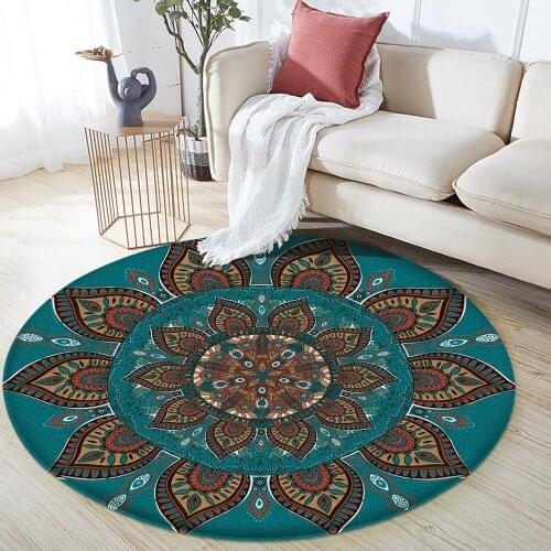 Non-Slip Round Flannel Carpet For Floor Mat Living Room Bedroom Decor Anti-slip Area Carpet Yoga Mat Rug 2020 New Mandala Style