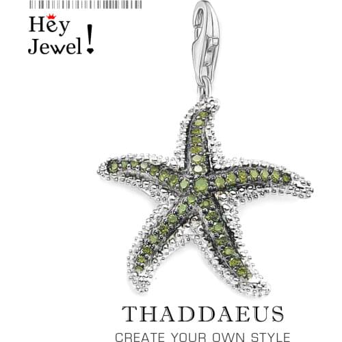 Pendant Green Starfish ,2017 Brand Fashion Trendy 925 Sterling Silver Europe Bijoux Fashion Accessories Gift For Woman Men