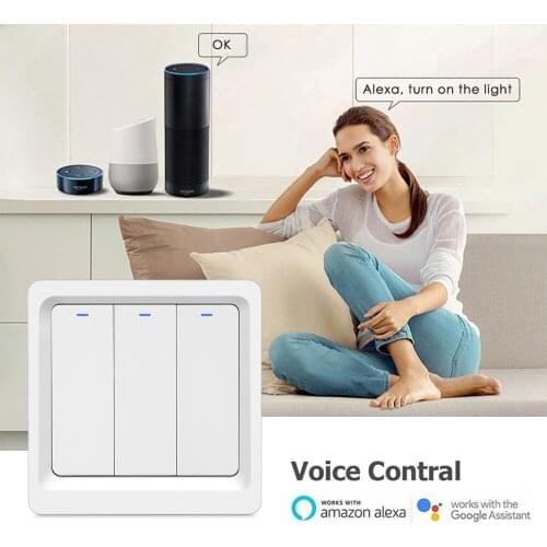 Mini Tuya WiFi Smart Home Switch EU Light Switch Work with Alexa Google Home 1 2 3 Gang Wall Switch Voice Control Smart Life APP