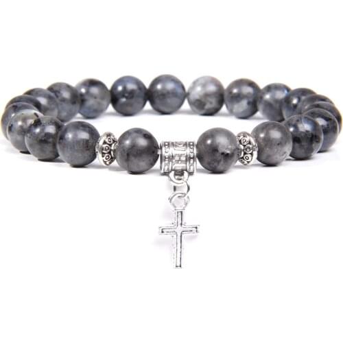 Mens Trendy chakra silver color cross charm bracelet for femme homme friendship unisex bracelet jewelry handmade wholesale diy